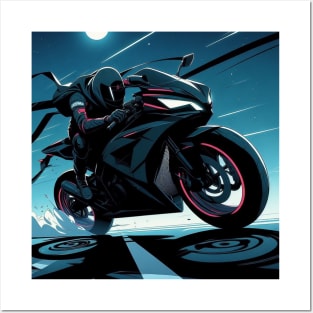 badass anime night ninja biker Posters and Art